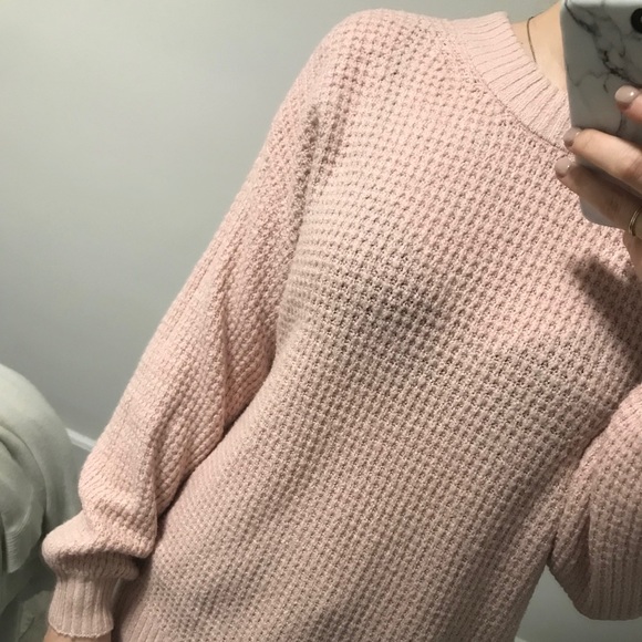 Ae Waffle Oversized Crew Sweater 